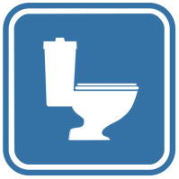 Pictogramsticker Toilet, blauw/wit, 120x120mm